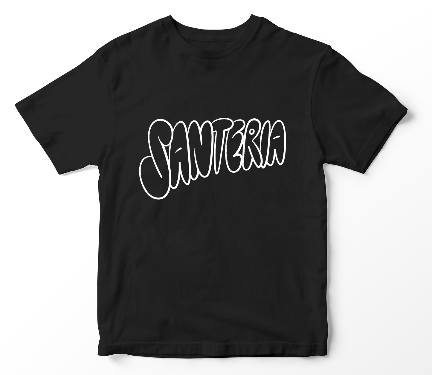 T-shirt Santeria nera - logo FLUO