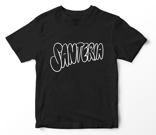 T-shirt Santeria nera - logo FLUO